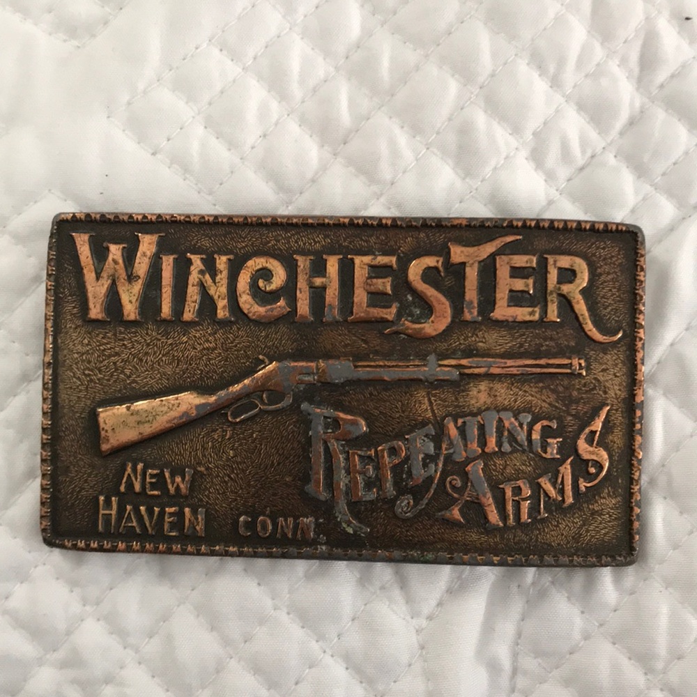 Vintage Winchester brass belt buckle